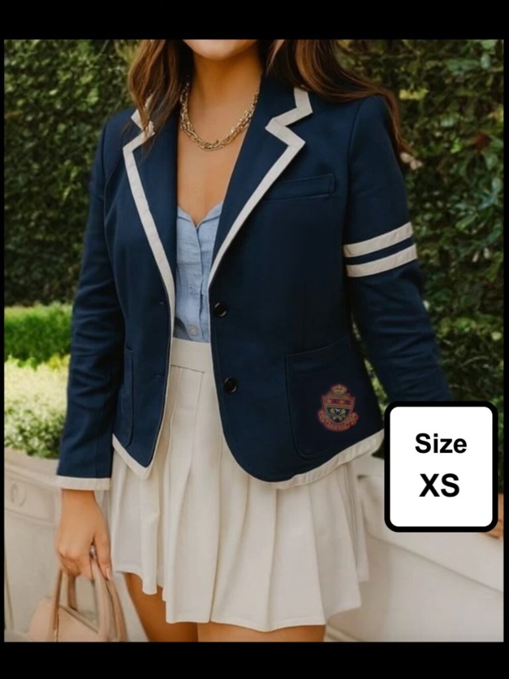 Victoria's Secret PINK Varsity Blazer Jacket - Navy Blue White XS